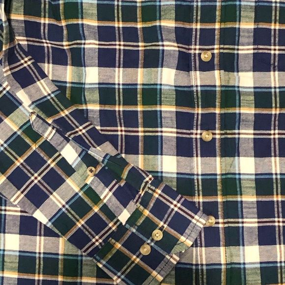 IZOD Men’s Blue Green Plaid Long Sleeve Button Down Shirt Sz MEDIUM NWT - Picture 4 of 6